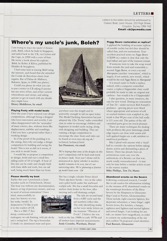 Boleh in Classic Boat Magazine