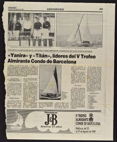 Newspaper article appearing in Ultima Hora, 25 Aug, 1989